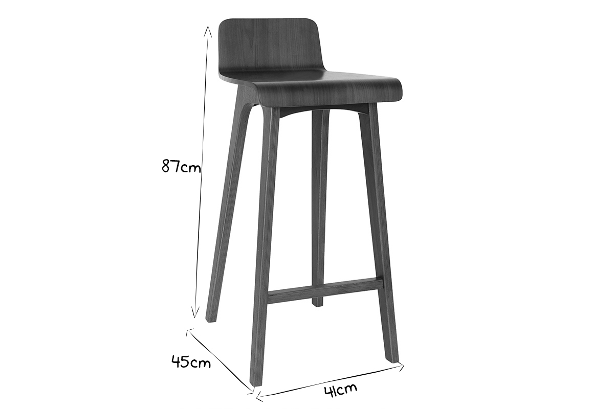 Chaise de bar bois fonc� 75 cm BALTIK