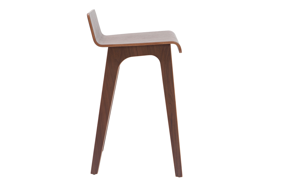 Chaise de bar scandinave bois fonc� H65 cm BALTIK