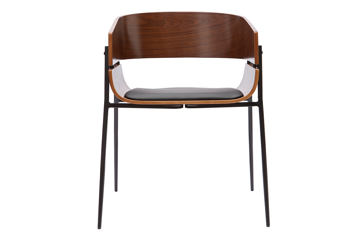 Chaise design bois fonc� et m�tal noir WESS