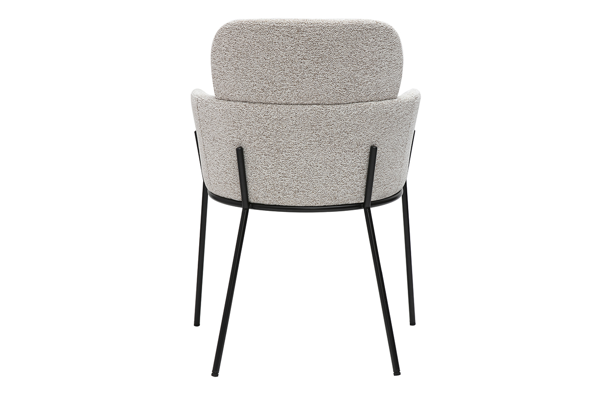 Chaise TULUM en tissu effet velours beige avec pieds en m�tal noir, vue de dos.