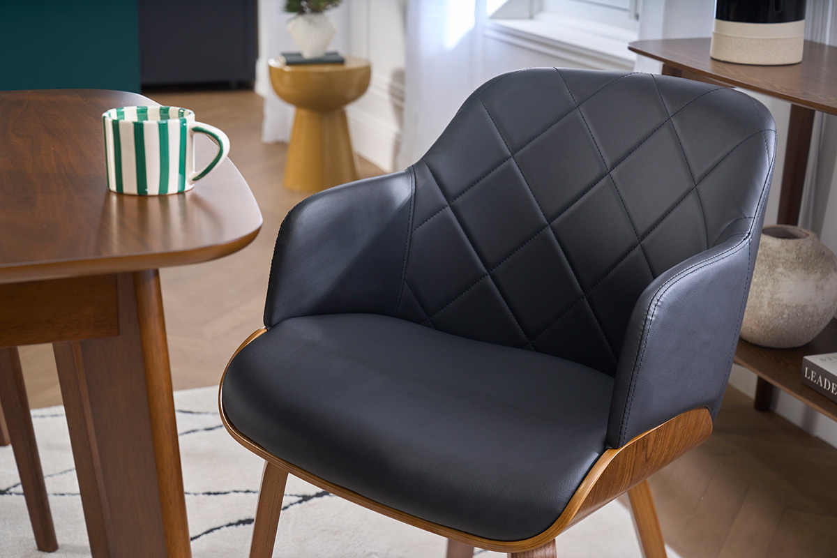 Chaise design noir et bois fonc� LUCIEN
