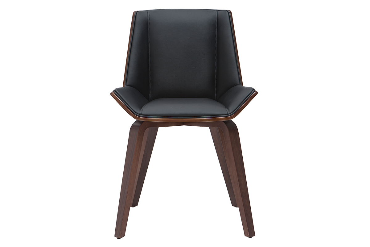 Chaise design noir et bois fonc� noyer MELKIOR