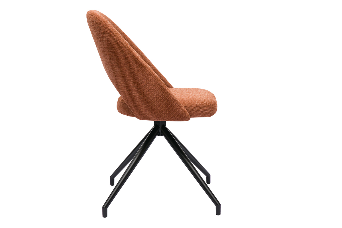 Chaise pivotante 360� en tissu effet velours textur� terre br�l�e et m�tal noir COSETTE