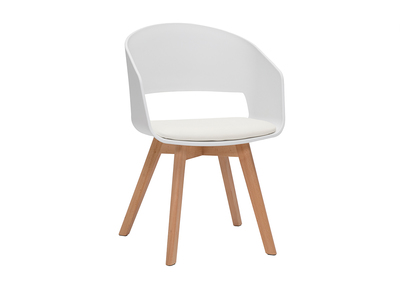Chaise scandinave blanche et bois clair massif PRISMA