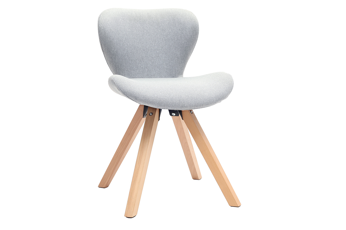 Chaise scandinave en tissu gris clair et bois clair ANYA