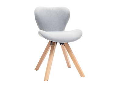Chaise scandinave en tissu gris clair et bois clair ANYA