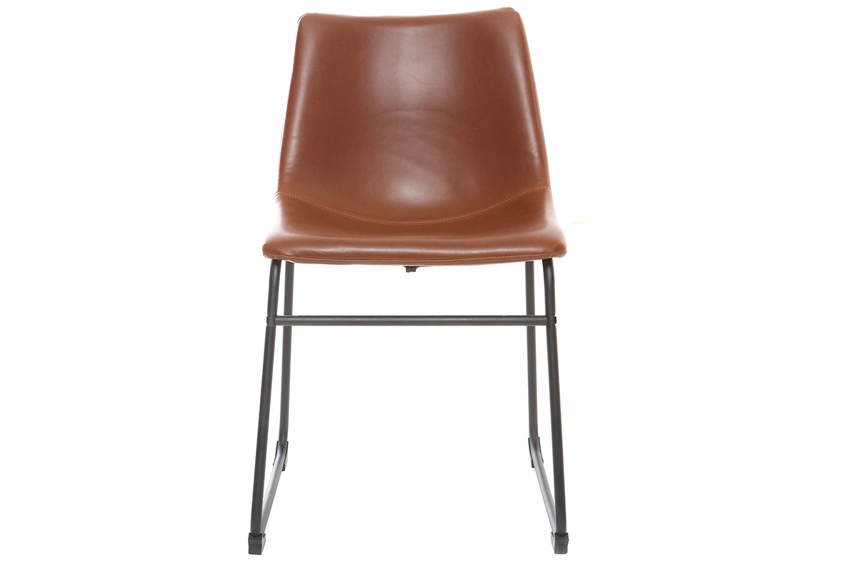 Chaise vintage marron clair et m�tal NEW ROCK