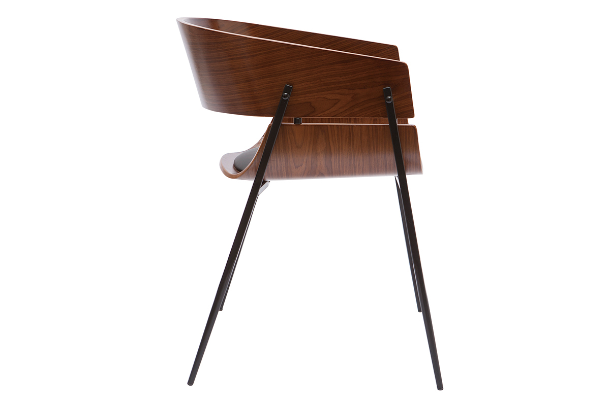 Chaises design bois fonc� et m�tal noir (lot de 2) WESS