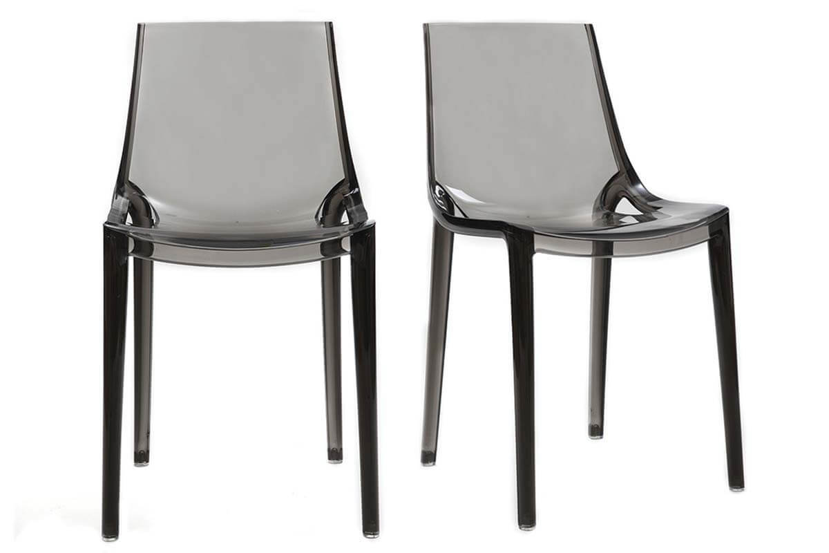 Chaises design empilables gris transparent int�rieur - ext�rieur (lot de 2) YZEL