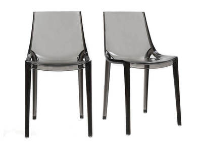 Chaises design empilables gris transparent int&eacute;rieur - ext&eacute;rieur (lot de 2) YZEL