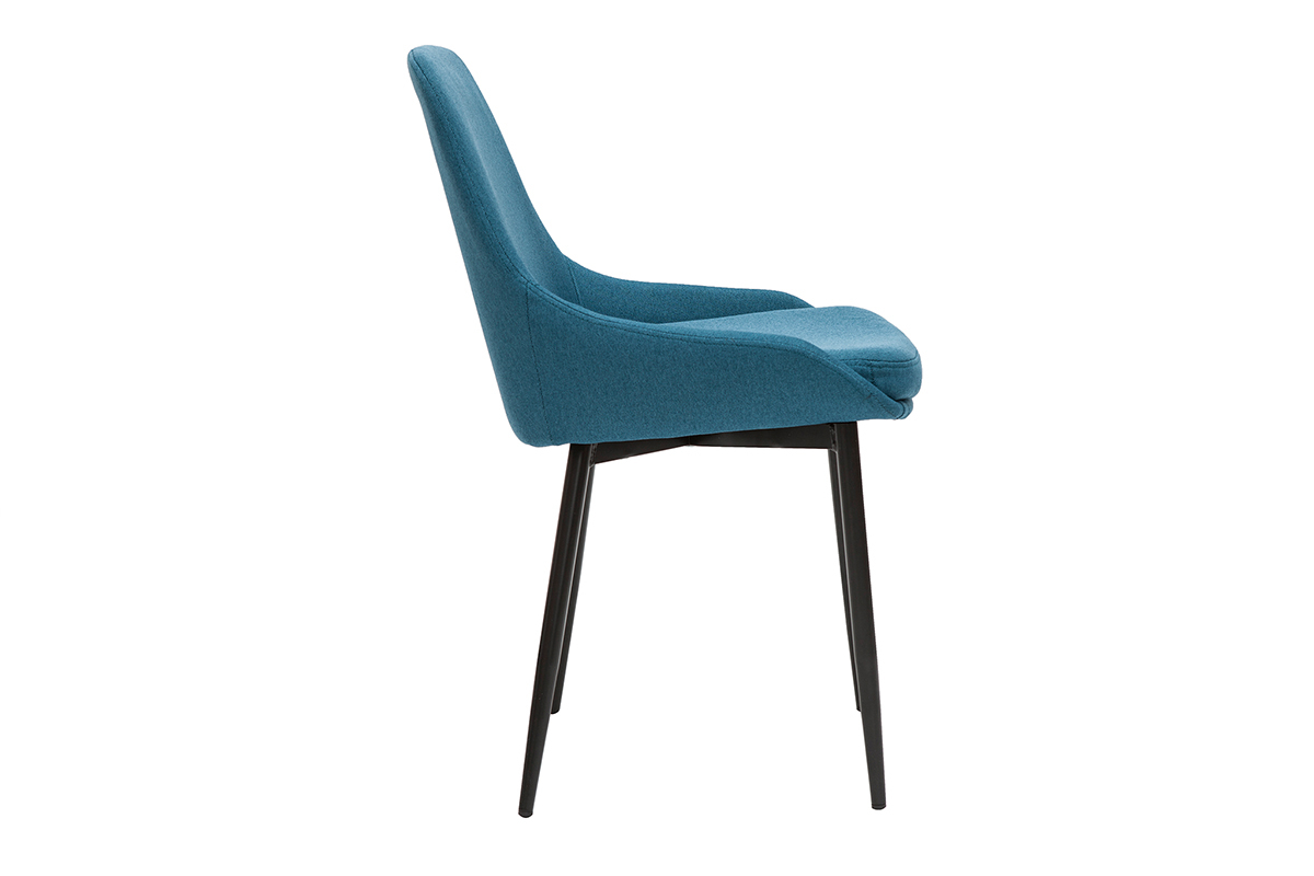 Chaises design en tissu bleu canard et m�tal noir (lot de 2) HOLO