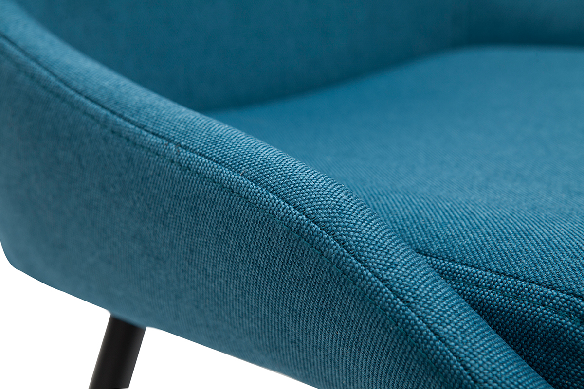 Chaises design en tissu bleu canard et m�tal noir (lot de 2) HOLO