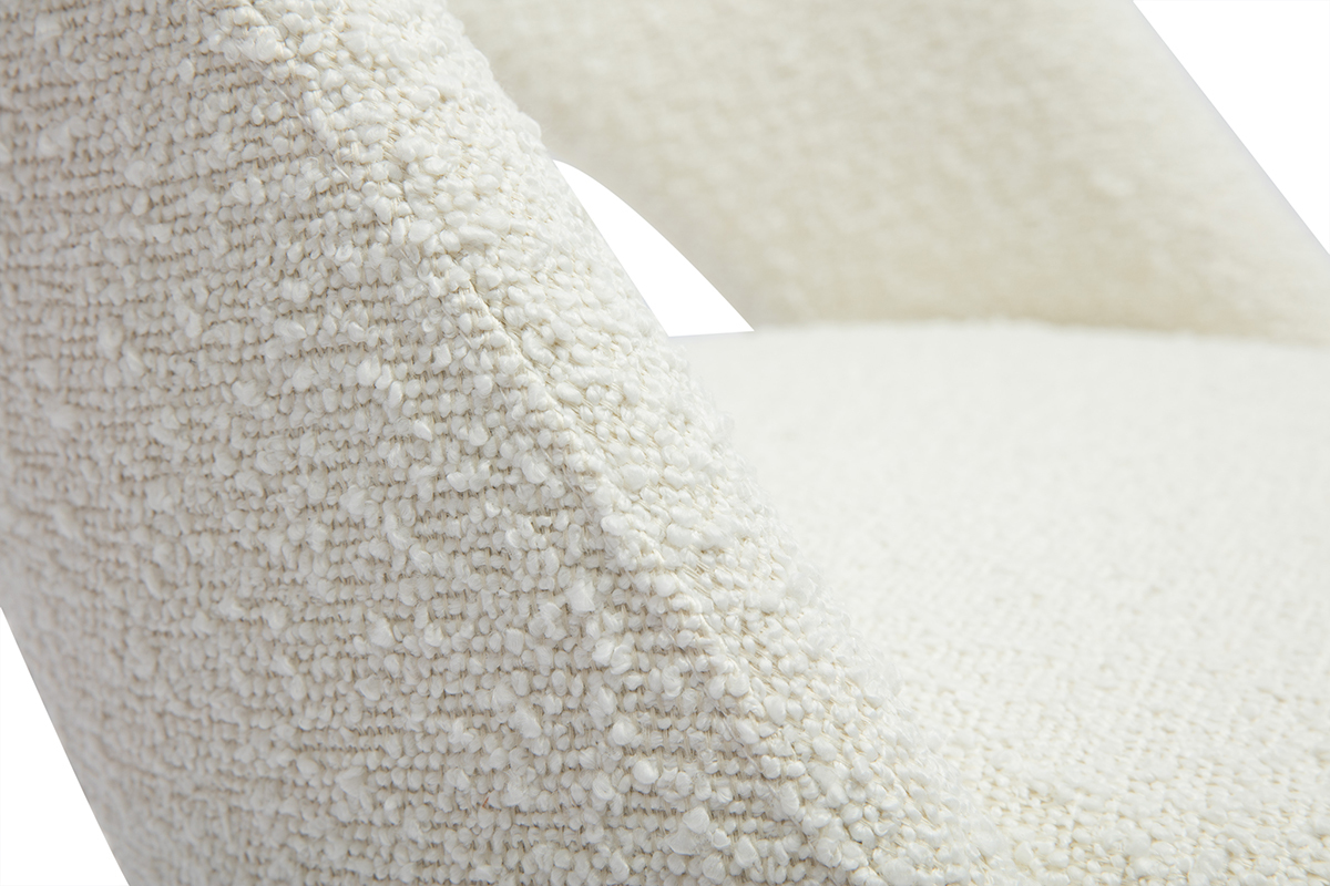 Chaises design en tissu effet laine boucl�e blanc et m�tal noir (lot de 2) COSETTE