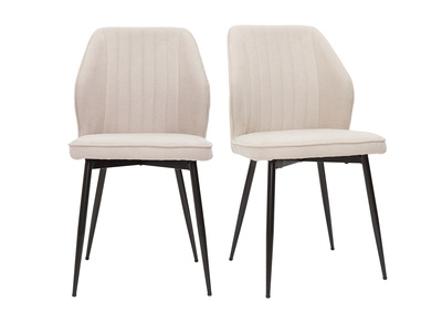 Chaises design en tissu effet velours beige et m&eacute;tal noir (lot de 2) FANETTE