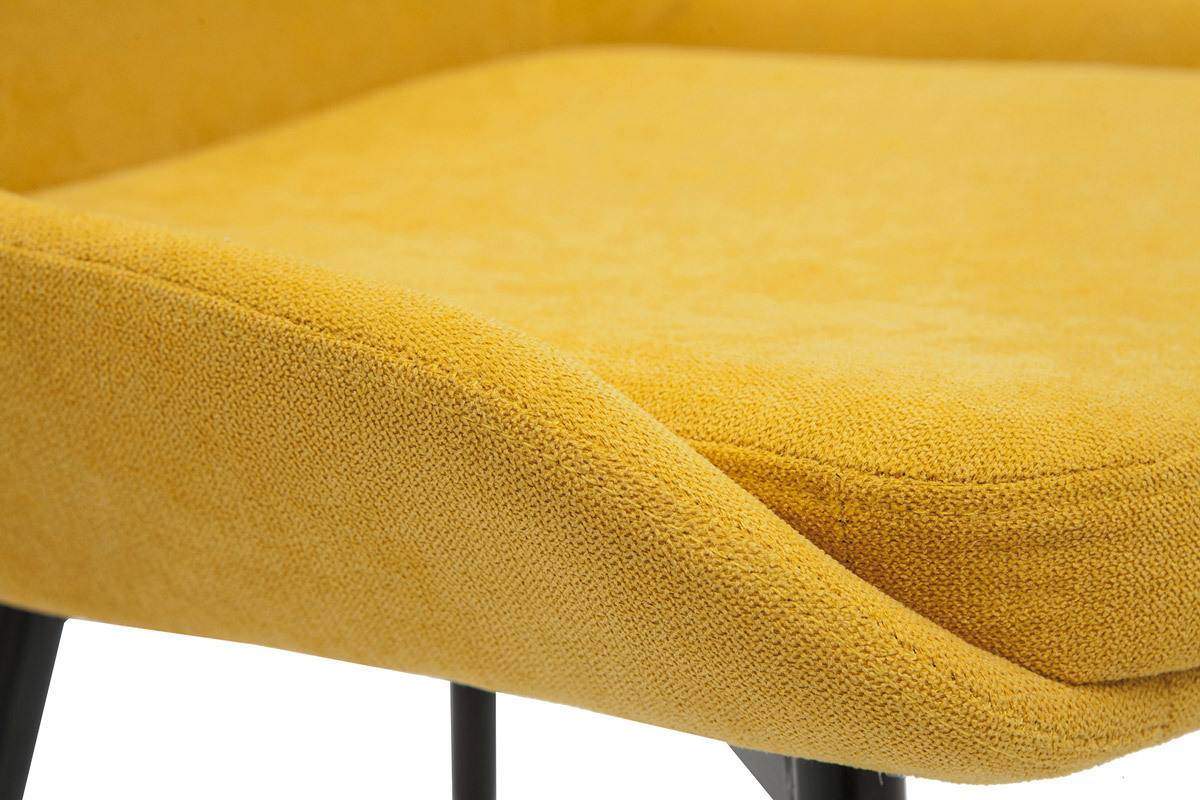 Chaises design en tissu effet velours jaune moutarde et m�tal noir (lot de 2) HOLO