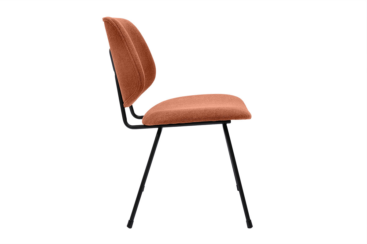 Chaises design en tissu effet velours terre br�l�e et m�tal noir (lot de 2) BARNET