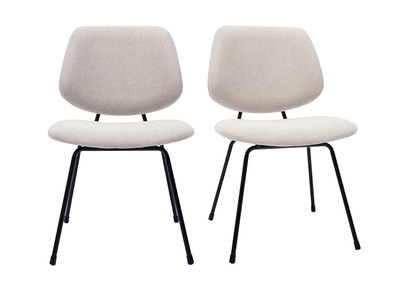 Chaises design en tissu effet velours textur&eacute; beige et m&eacute;tal noir (lot de 2) BARNET