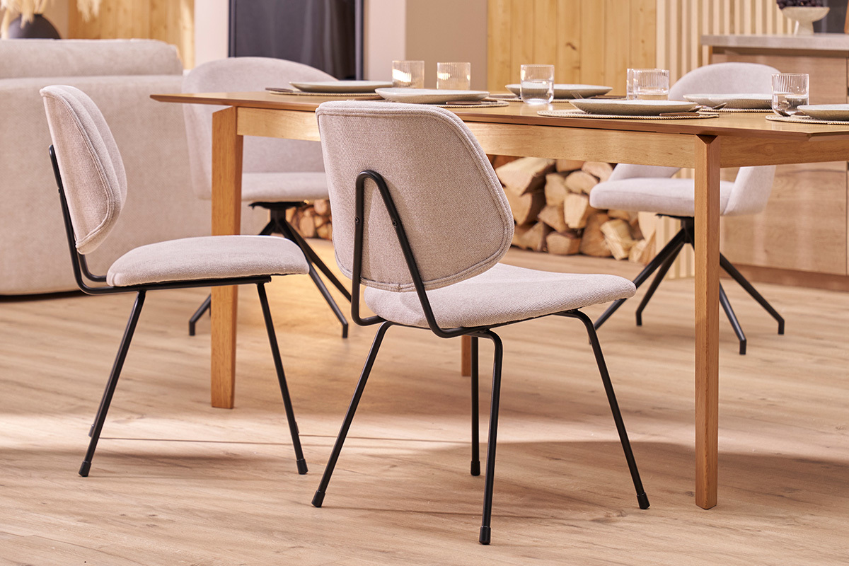 Chaises design en tissu effet velours textur� bleu fonc� et m�tal noir (lot de 2) BARNET