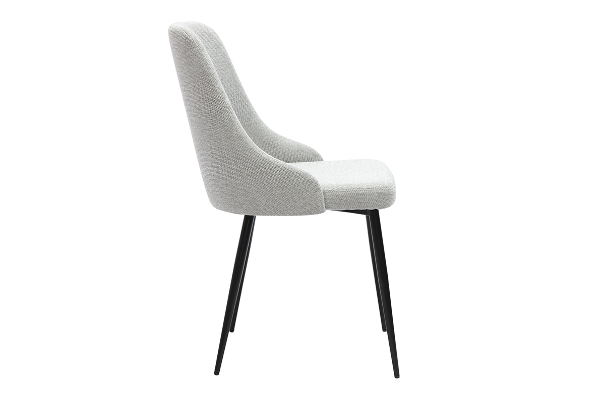 Chaises design en tissu effet velours textur� gris clair et m�tal noir (lot de 2) CULT