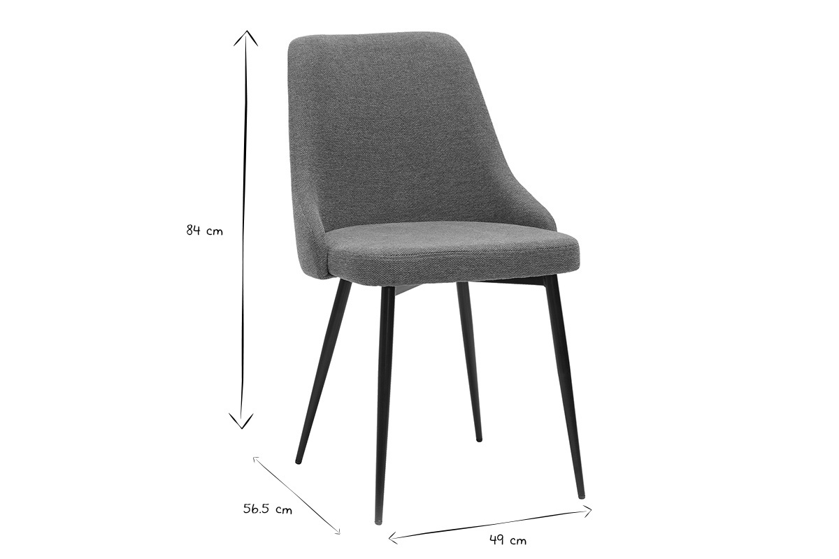 Chaises design en tissu effet velours textur� terre br�l�e et m�tal noir (lot de 2) CULT