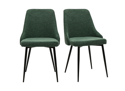 Chaises design en tissu effet velours textur&eacute; vert fonc&eacute; et m&eacute;tal noir (lot de 2) CULT