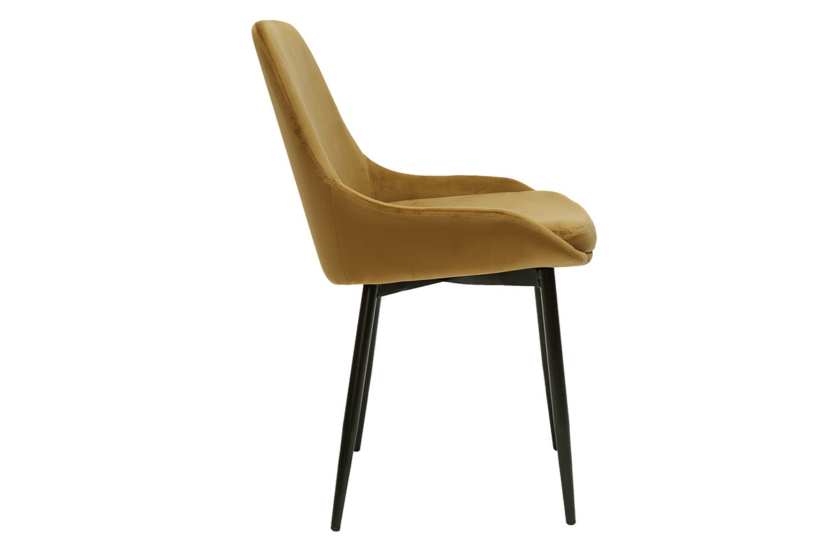 Chaises design en tissu velours bronze et m�tal noir (lot de 2) HOLO