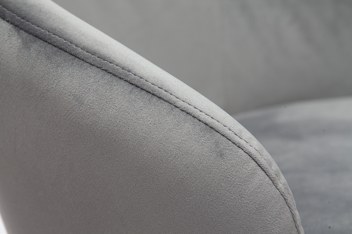 Chaises design en tissu velours gris, bois noir et m�tal dor� (lot de 2) BRIZO