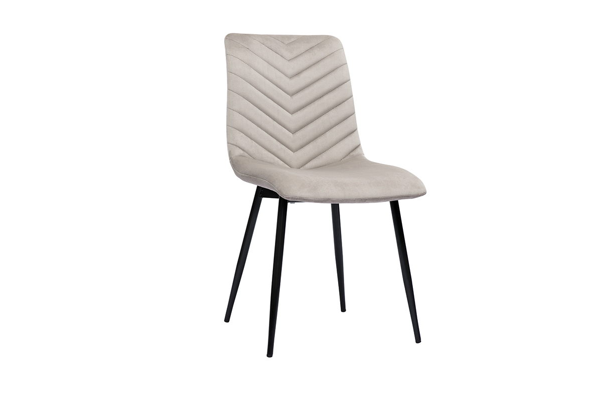 Chaises design en tissu velours taupe et m�tal noir (lot de 2) PUMPKIN