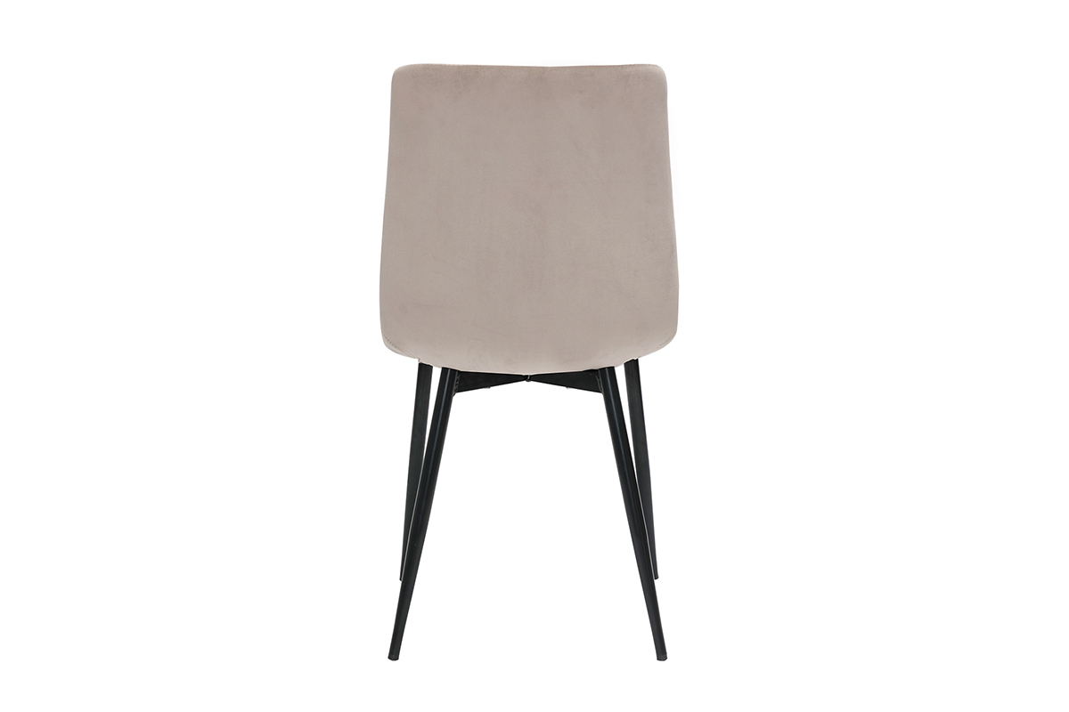 Chaises design en tissu velours taupe et m�tal noir (lot de 2) PUMPKIN