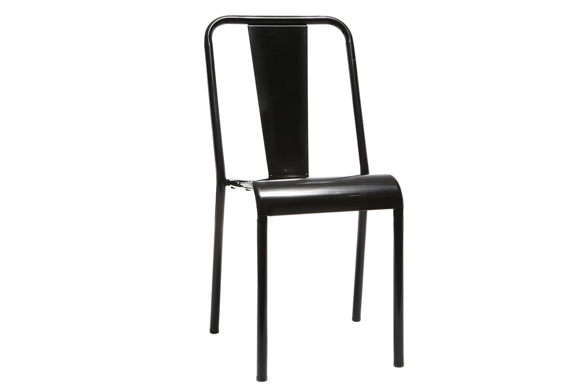 Chaises design m�tal noir (lot de 2) EVAN