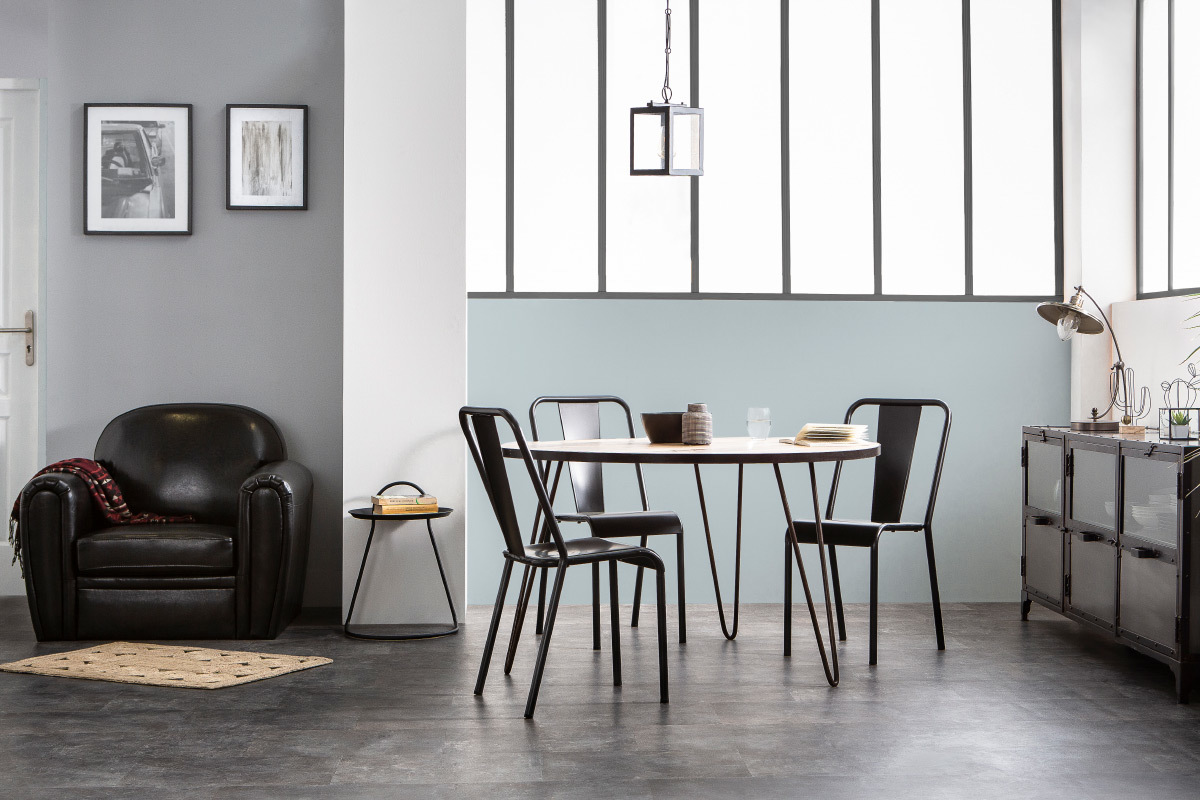 Chaises design m�tal noir (lot de 2) EVAN