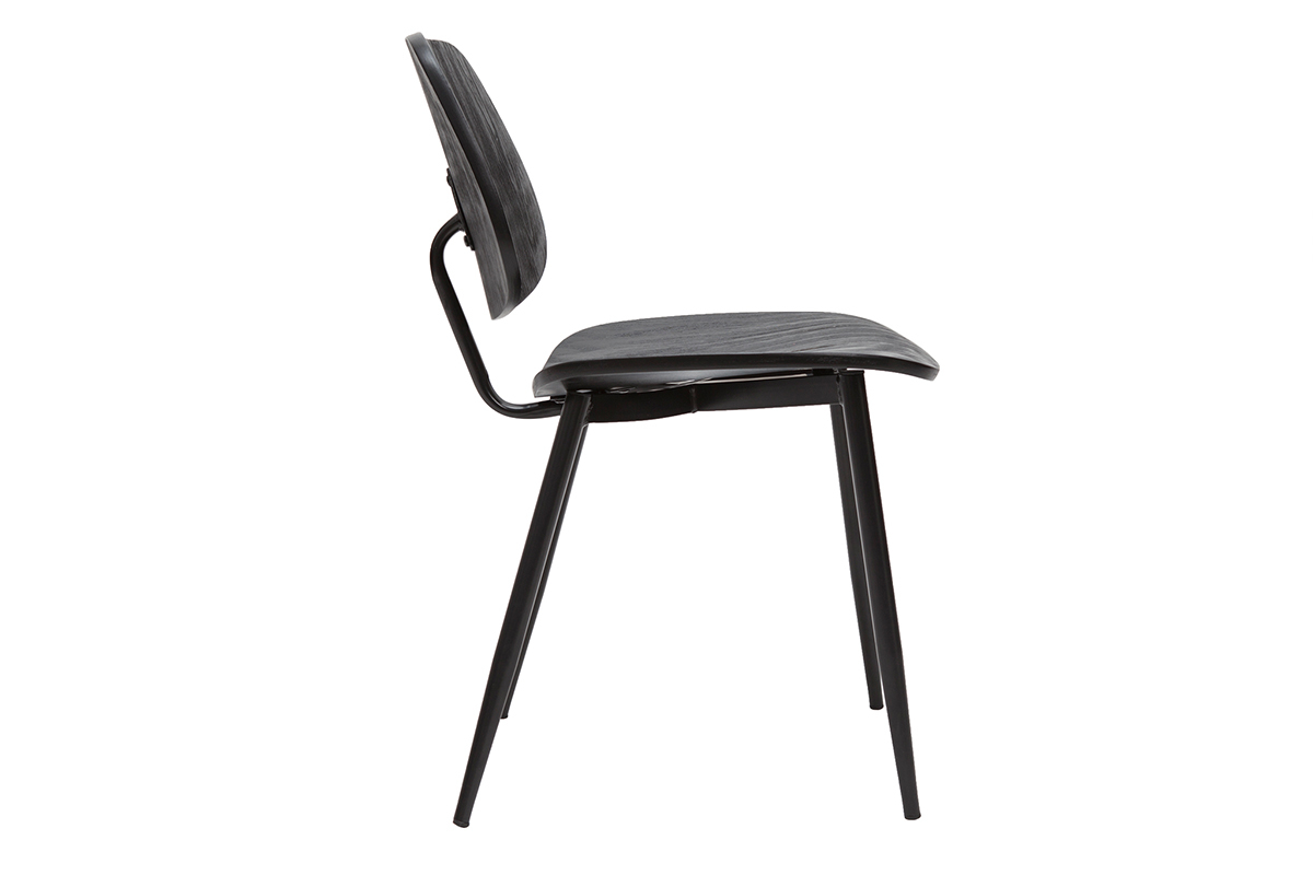Chaises design noire en bois noir et m�tal (lot de 2) TOBIAS