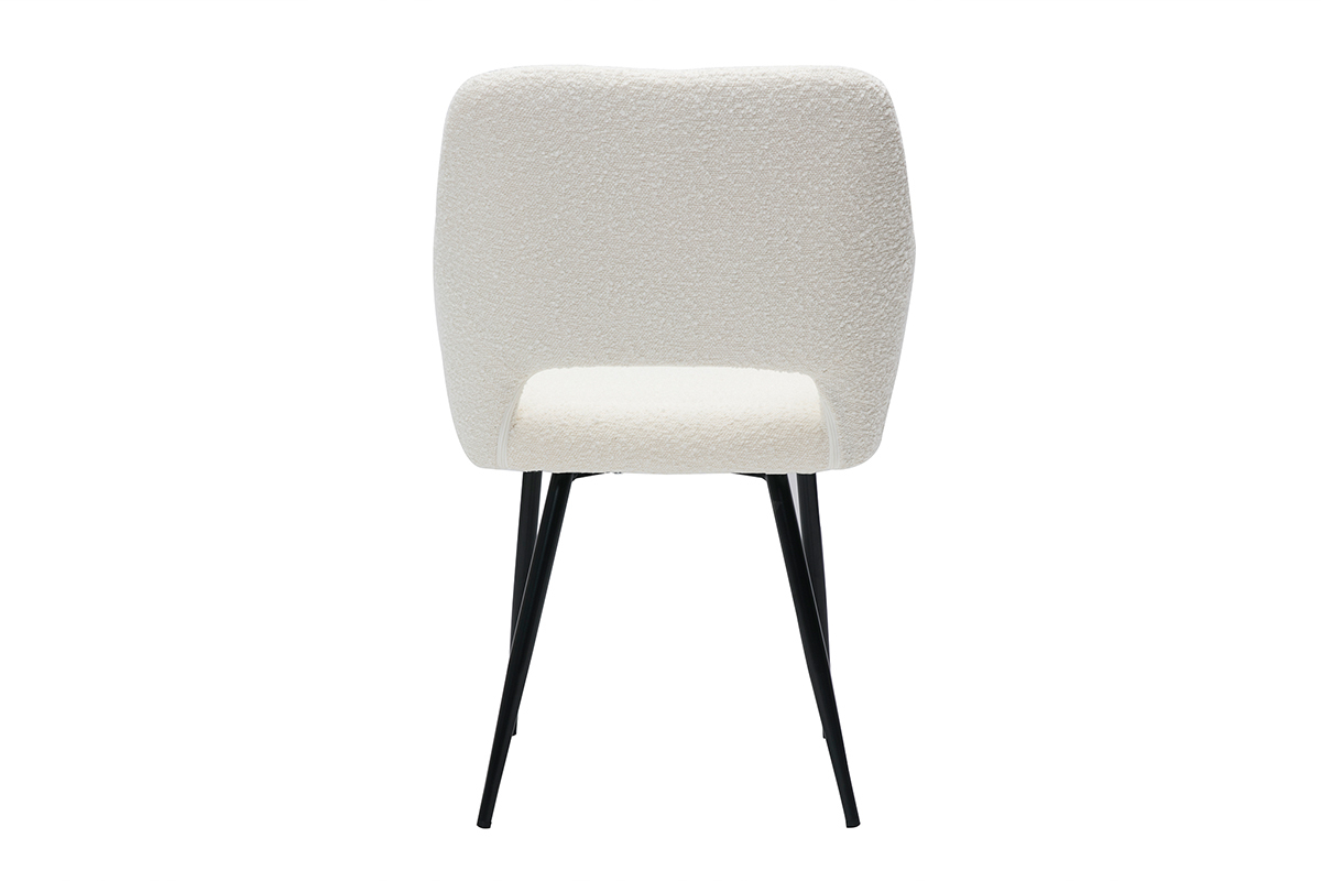 Chaises en tissu effet laine boucl�e blanc cass� et m�tal noir (lot de 2) LAURETTE