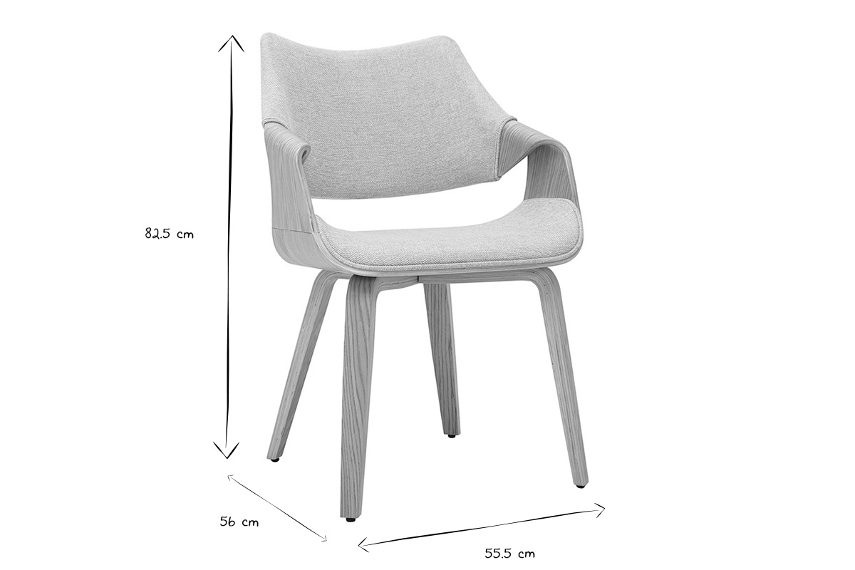 Dimensions de la chaise SEVAN en noir et blanc : H82,5 cm, P56 cm, L55,5 cm.