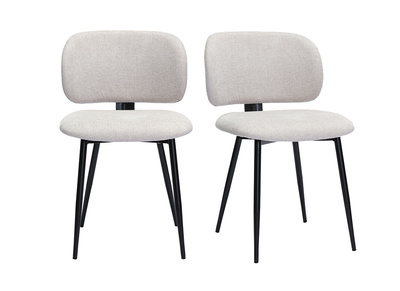 Chaises en tissu effet velours textur&eacute; beige et m&eacute;tal noir (lot de 2) ATRIUM