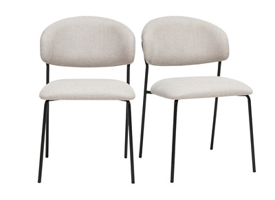 Chaises en tissu effet velours textur&eacute; beige et m&eacute;tal noir (lot de 2) BENTA