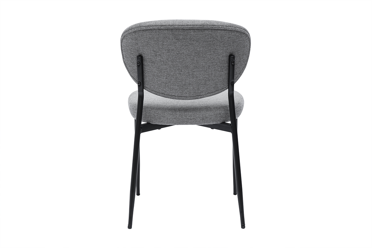 Chaises en tissu effet velours textur� gris et m�tal noir (lot de 2) BREKA