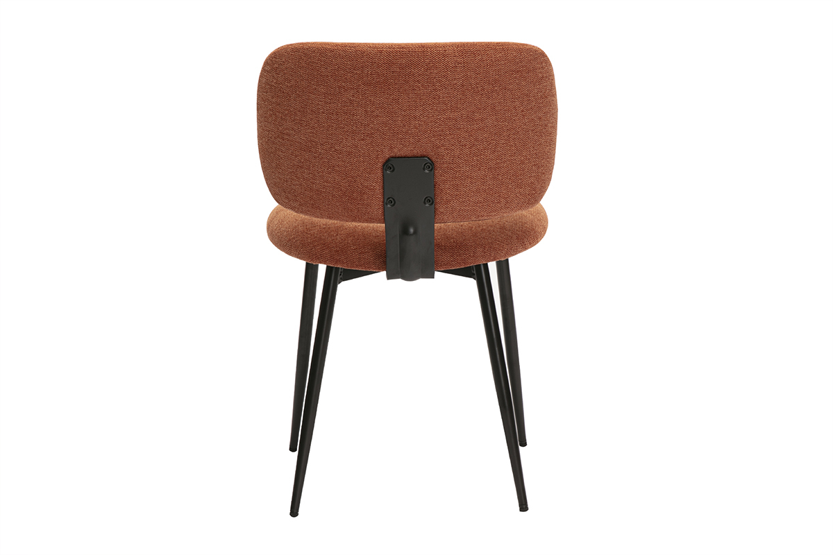 Chaises en tissu effet velours textur� terre br�l�e et m�tal noir (lot de 2) ATRIUM