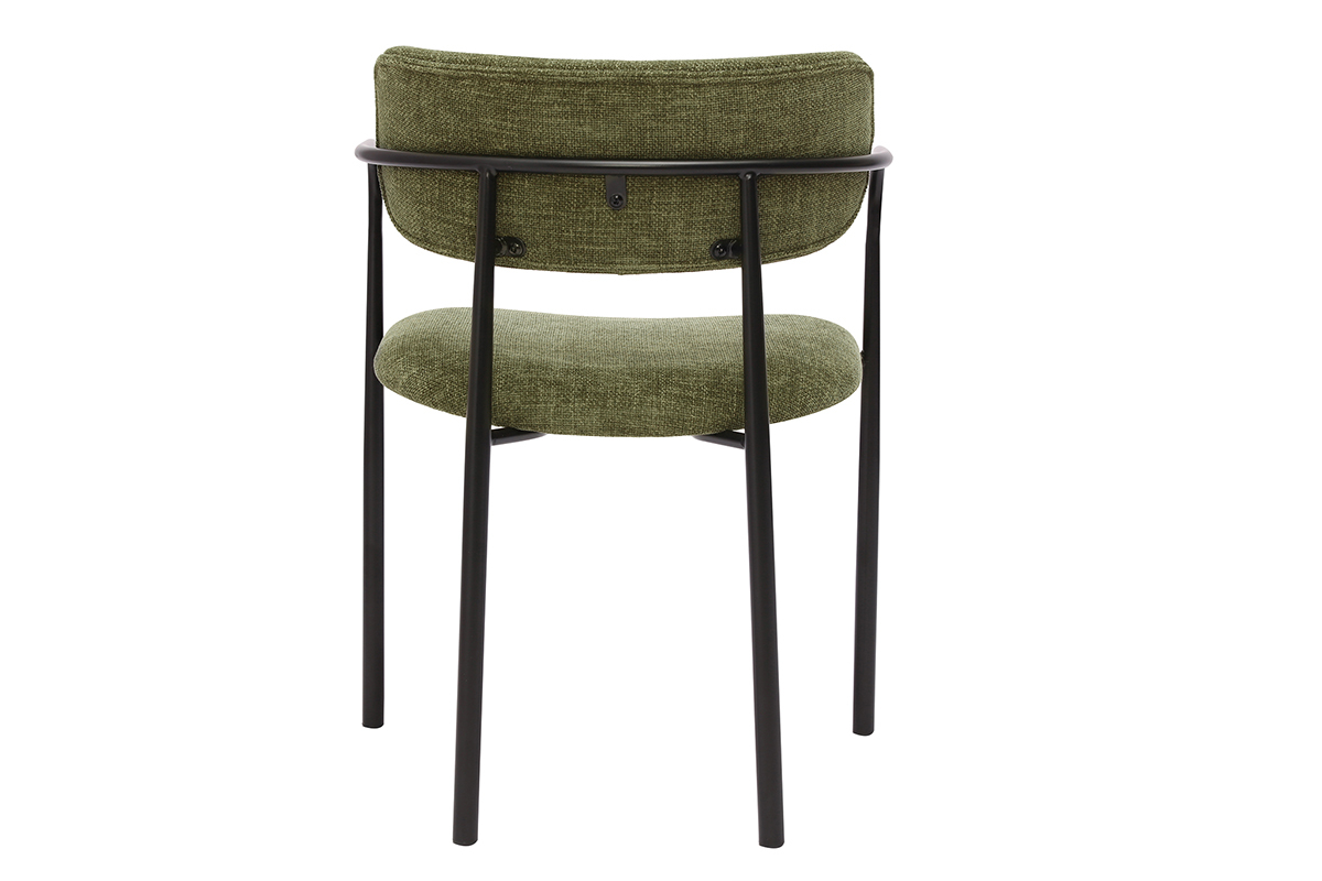 Chaise tissu vert kaki et m�tal noir SWIFT, vue arri�re.