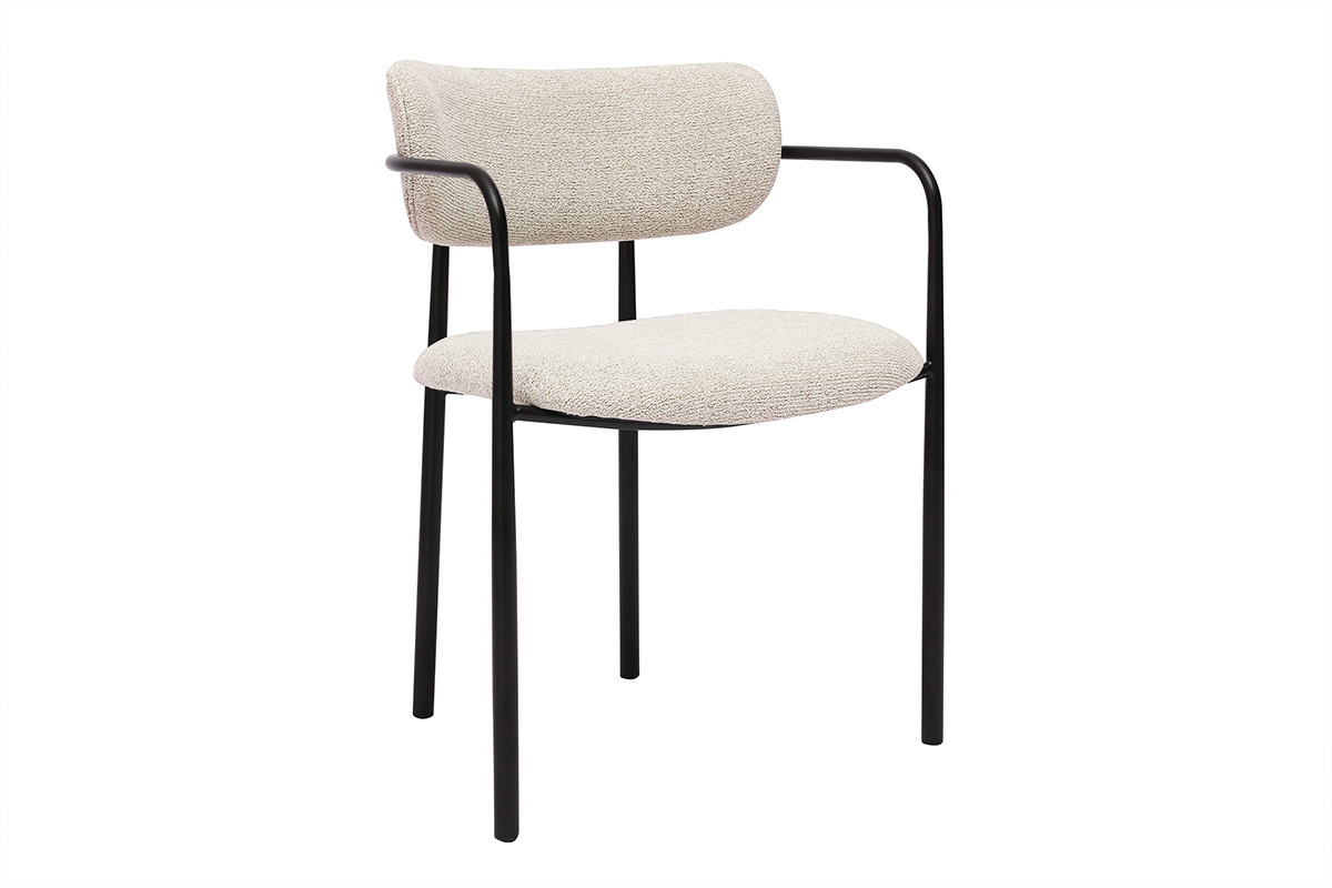 Chaises en tissu textur� beige et m�tal noir (lot de 2) SWIFT