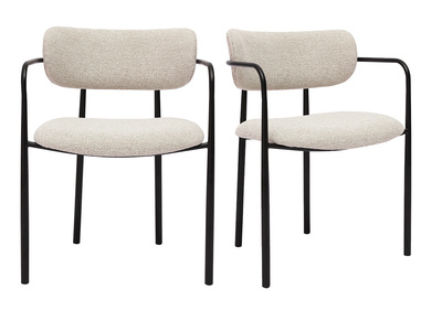 Chaises en tissu textur&eacute; beige et m&eacute;tal noir (lot de 2) SWIFT
