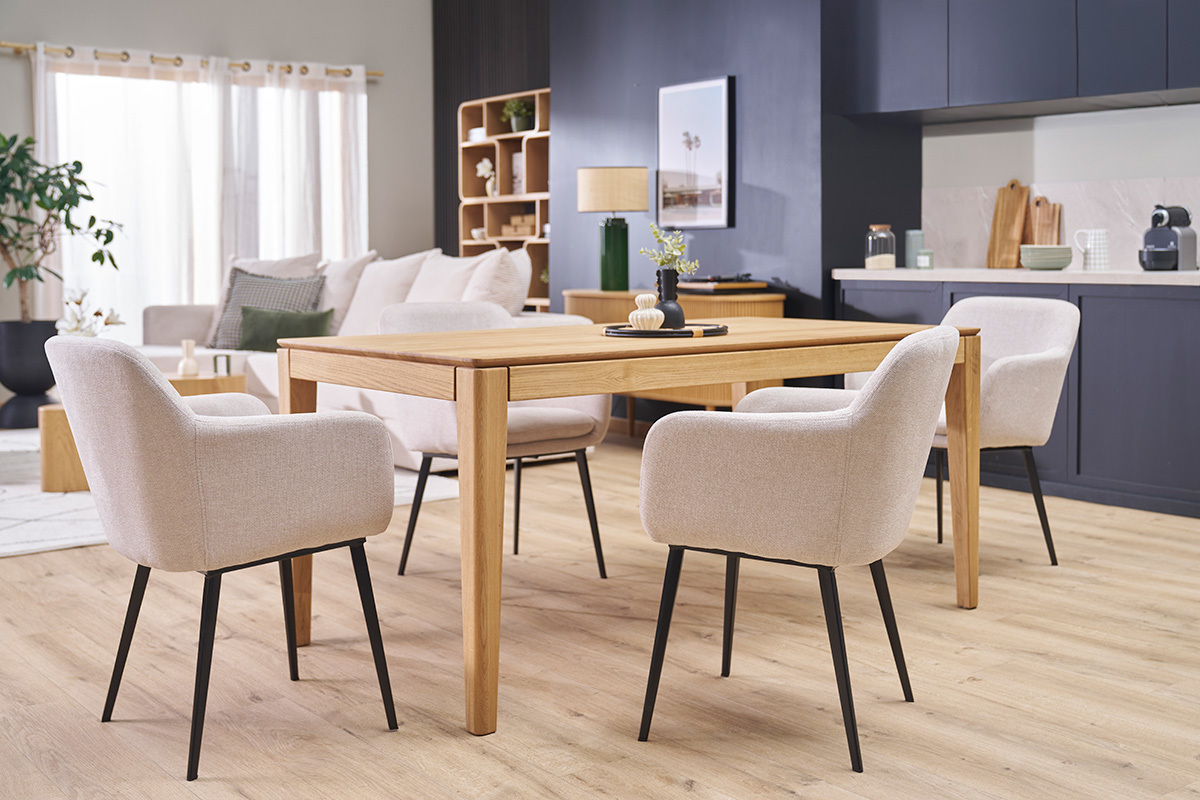 Chaises en tissu velours bleu p�trole et m�tal noir (lot de 2) AMIKA