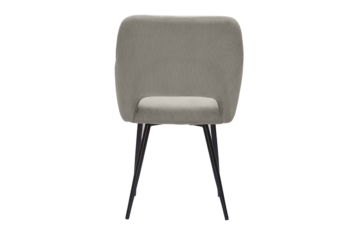 Chaises en tissu velours c�tel� taupe et m�tal noir (lot de 2) LAURETTE