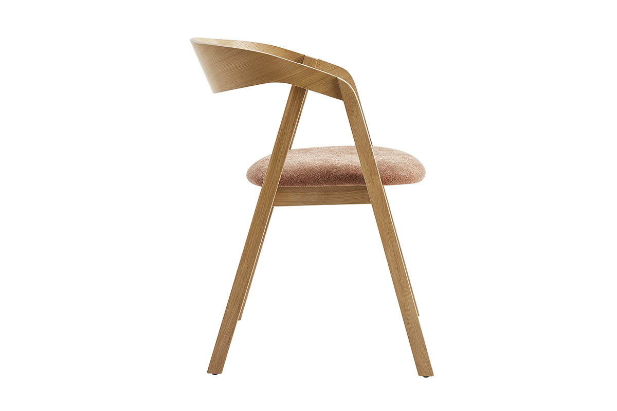 Chaises scandinaves empilables en bois clair ch�ne et tissu effet velours terre br�l�e (lot de 2) LOVA