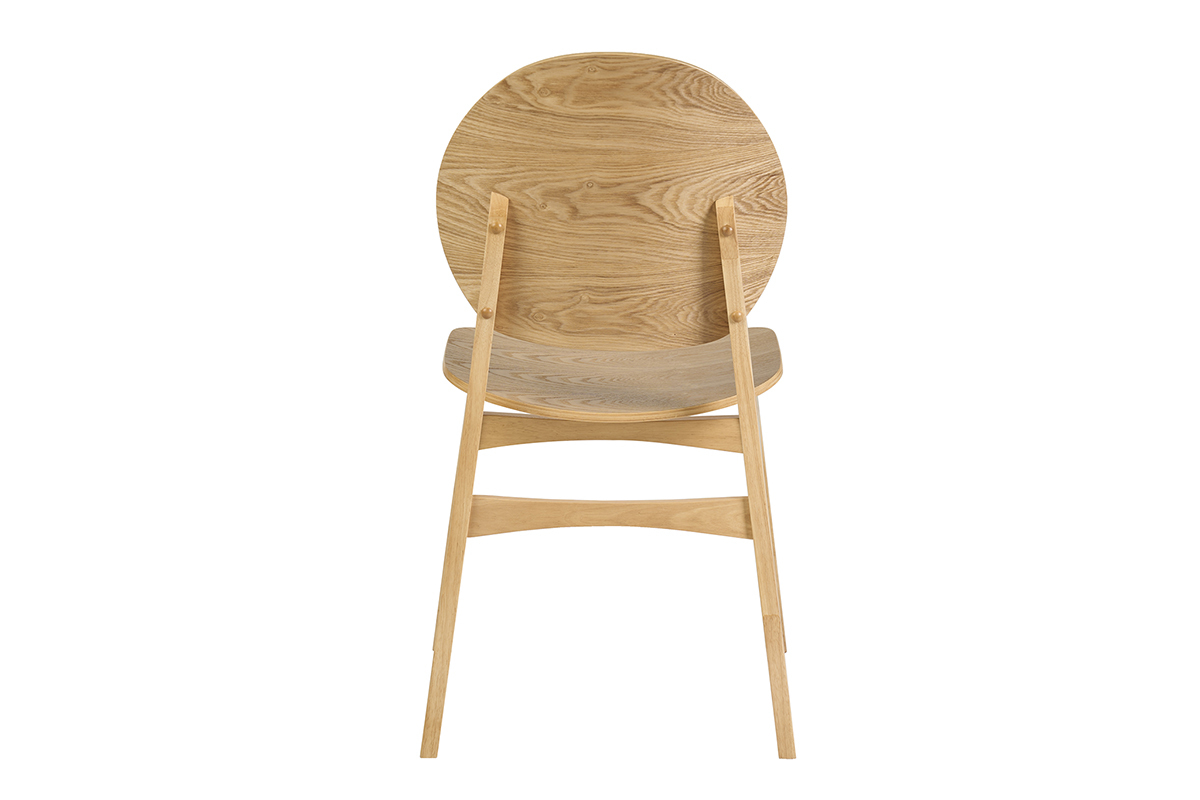 Chaise scandinave ELTON en bois clair vue de dos, design �pur� et courbes douces.