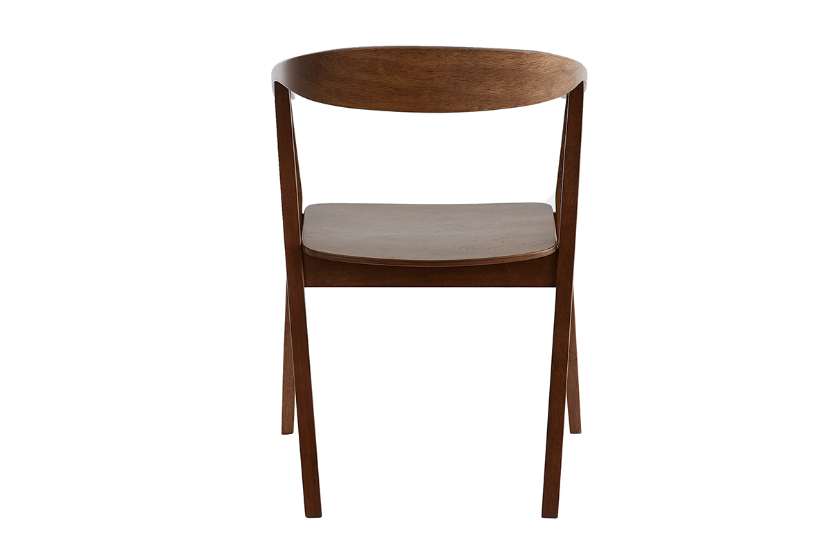 Chaise scandinave en bois fonc� BAHIA, vue de dos, avec dossier rond et accoudoirs.