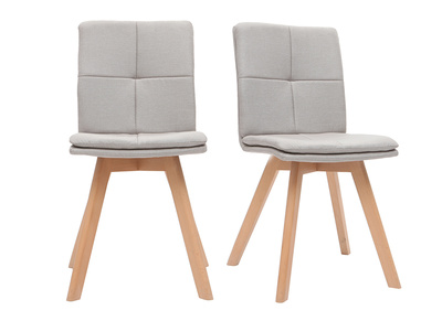 Chaises scandinaves en tissu beige et bois clair (lot de 2) THEA