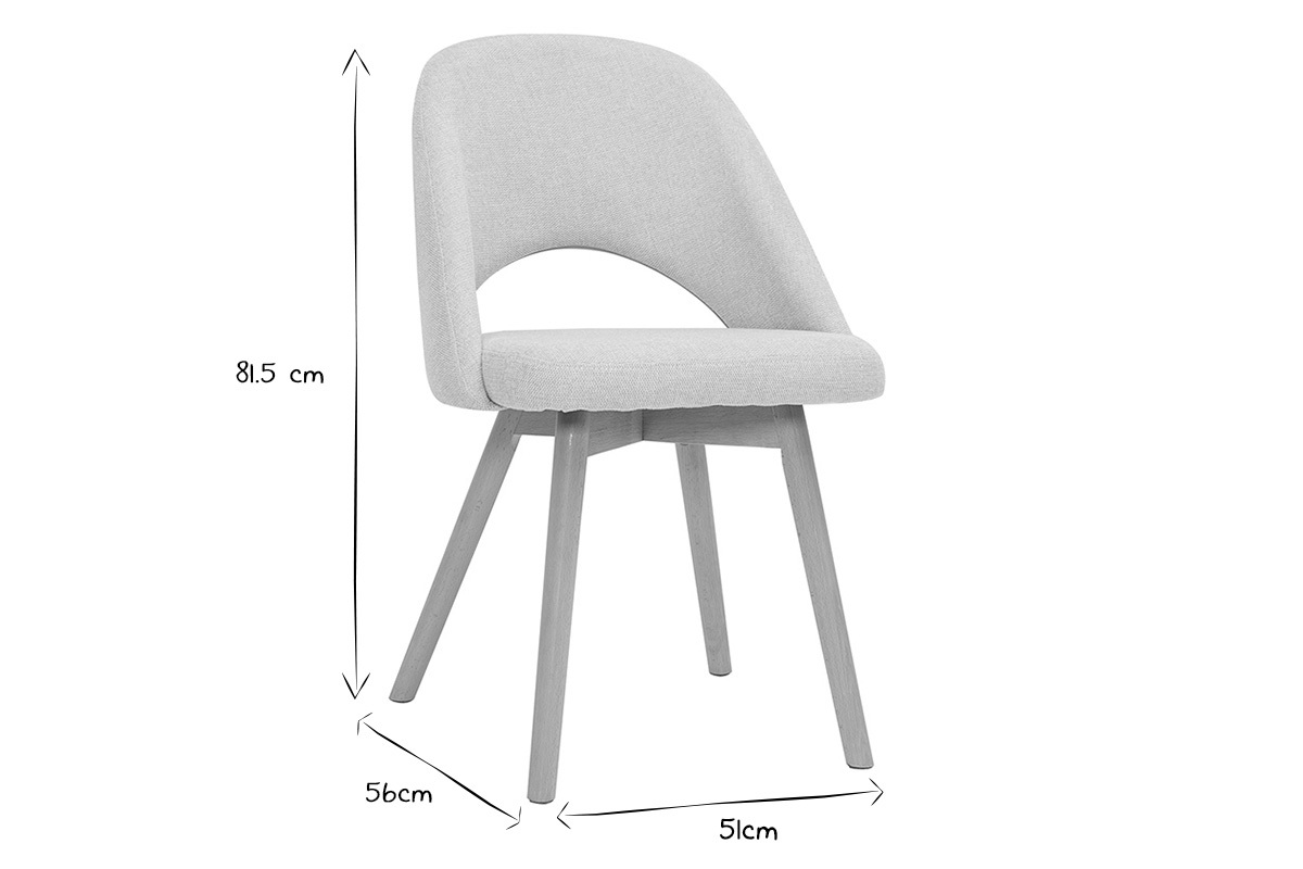 Chaises scandinaves en tissu effet velours textur� beige et bois clair (lot de 2) COSETTE