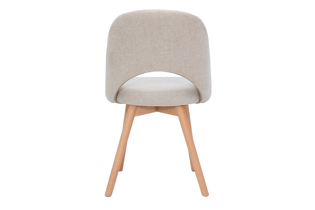 Chaises scandinaves en tissu effet velours textur� beige et bois clair (lot de 2) COSETTE