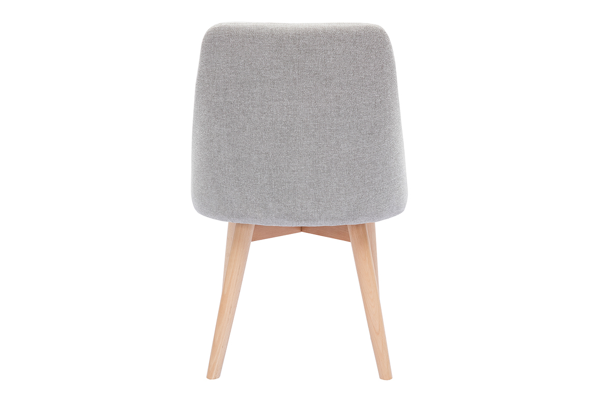 Chaises scandinaves en tissu effet velours textur� gris clair et bois clair (lot de 2) HIGGINS